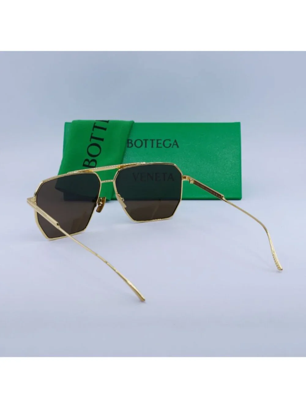 Bottega Veneta BV1012S 003 Aviator Sunglasses - Gold / Brown